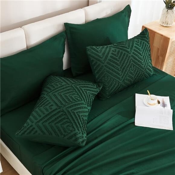 Andency King Size Comforter Set 7 Pieces Dark Emerald Green - Bed in a Bag King - Picture 5 of 8